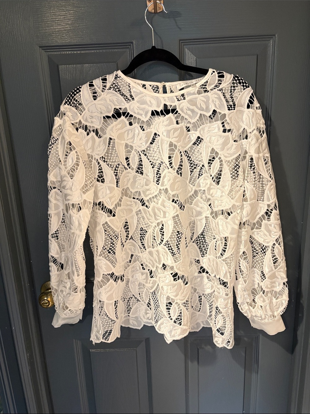 Endless Rose White Floral Lace Long-Sleeve Blouse